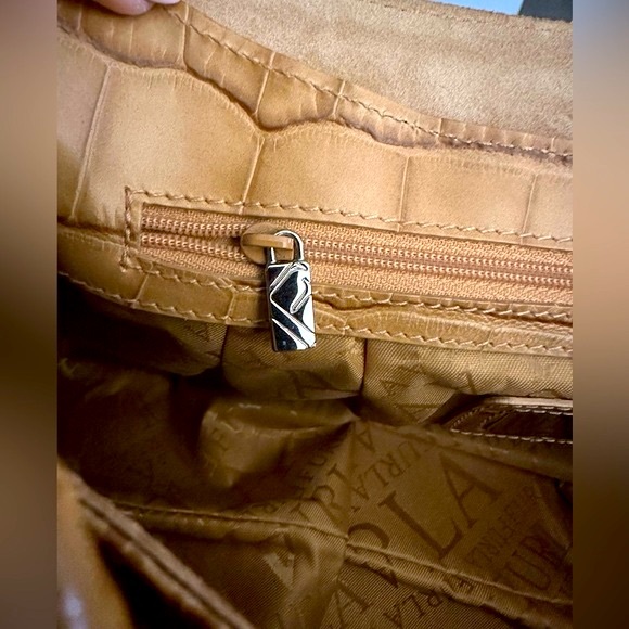 Furla cognac crocodile embossed large leather baguette - Picture 6 of 16